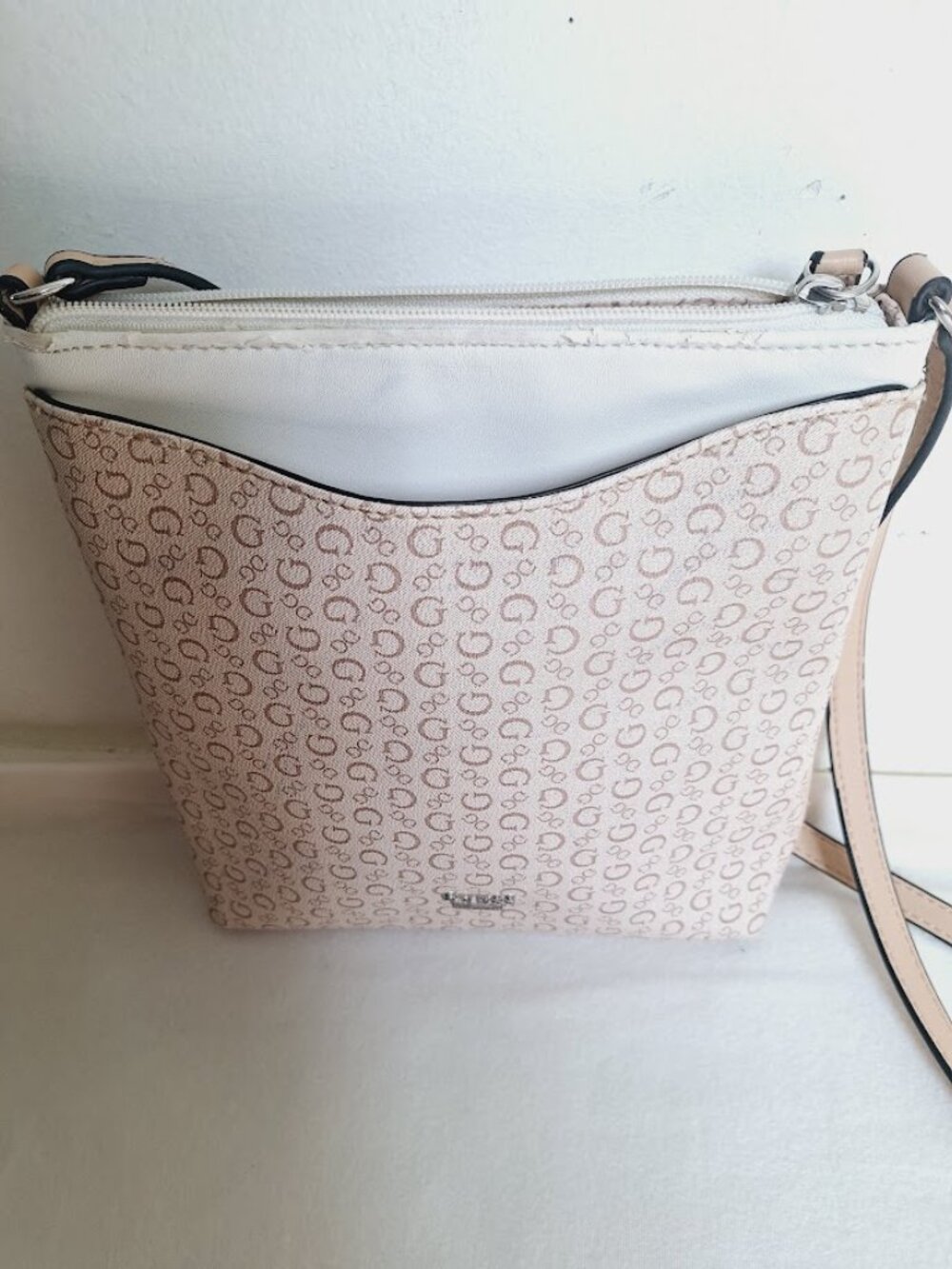 Guess Logo Crossbody Bag Cream Beige - Picture 5 of 9